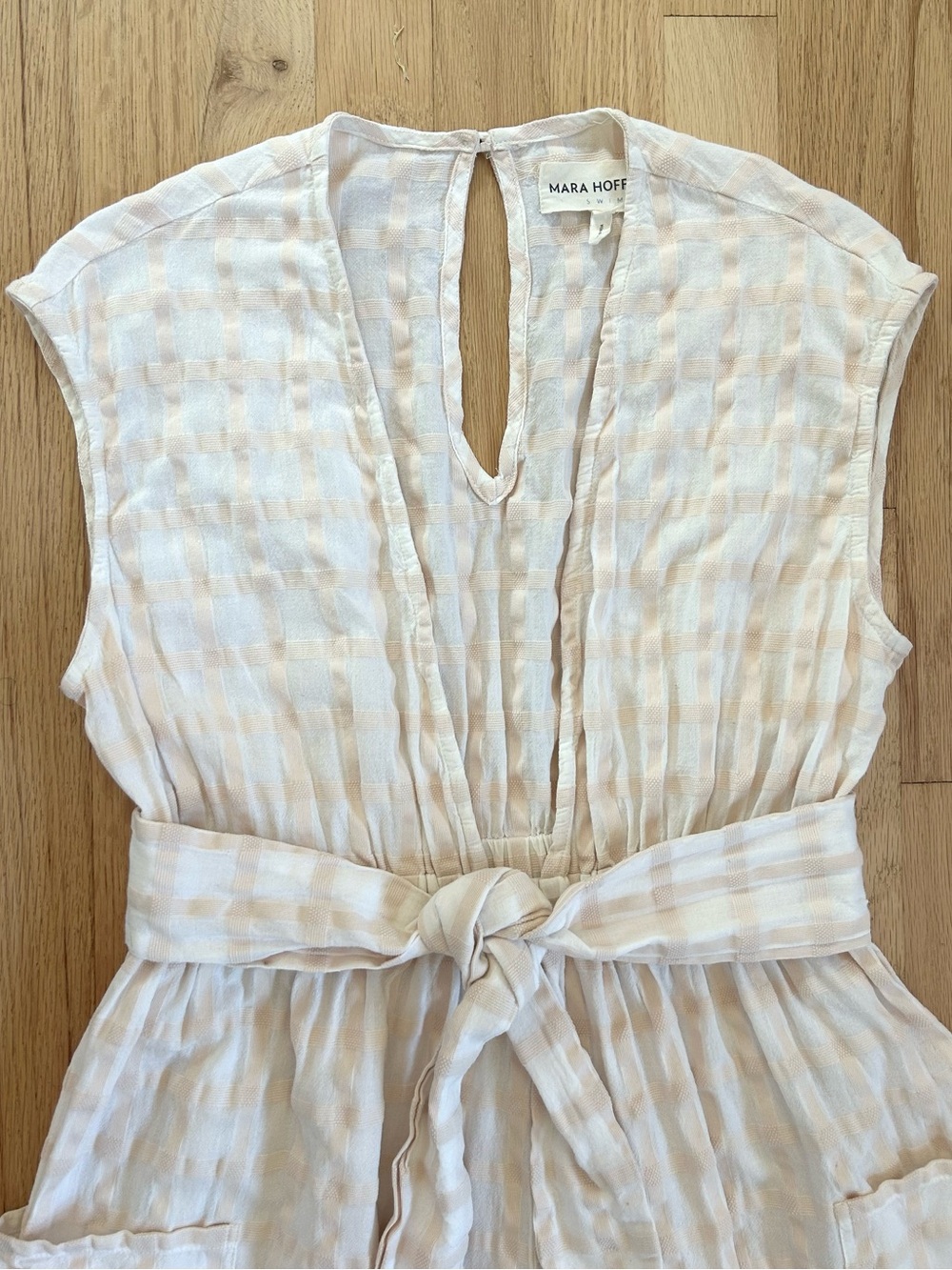 MARA HOFFMAN whitney jumpsuit white sands windowpane vacation resort size M - Picture 9 of 15